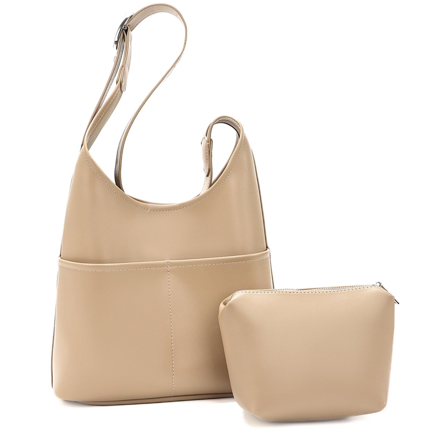 ZMDB Sac à Bandoulière pour Femme, Sac Hobo en Cuir PU avec Petit Sac, Sac Fourre-Tout de Grande Capacité Pour Bureau École Voyage, Sac Porté Épaule Pour Femme avec Sangle Réglable, Lot de 2