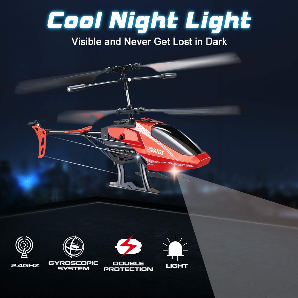 VATOS Hélicoptère télécommandé RC Enfants: Altitude Hold Hobby Avion Gyro & LED Light 3.5 Channel Micro Jouet d'intérieur pour Les garçons Adultes