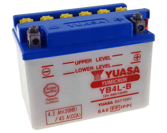 Batterie 12V4A Yuasa YB4L-B sans pack d'acide compatible avec Yamaha Aerox Mbk Nitro