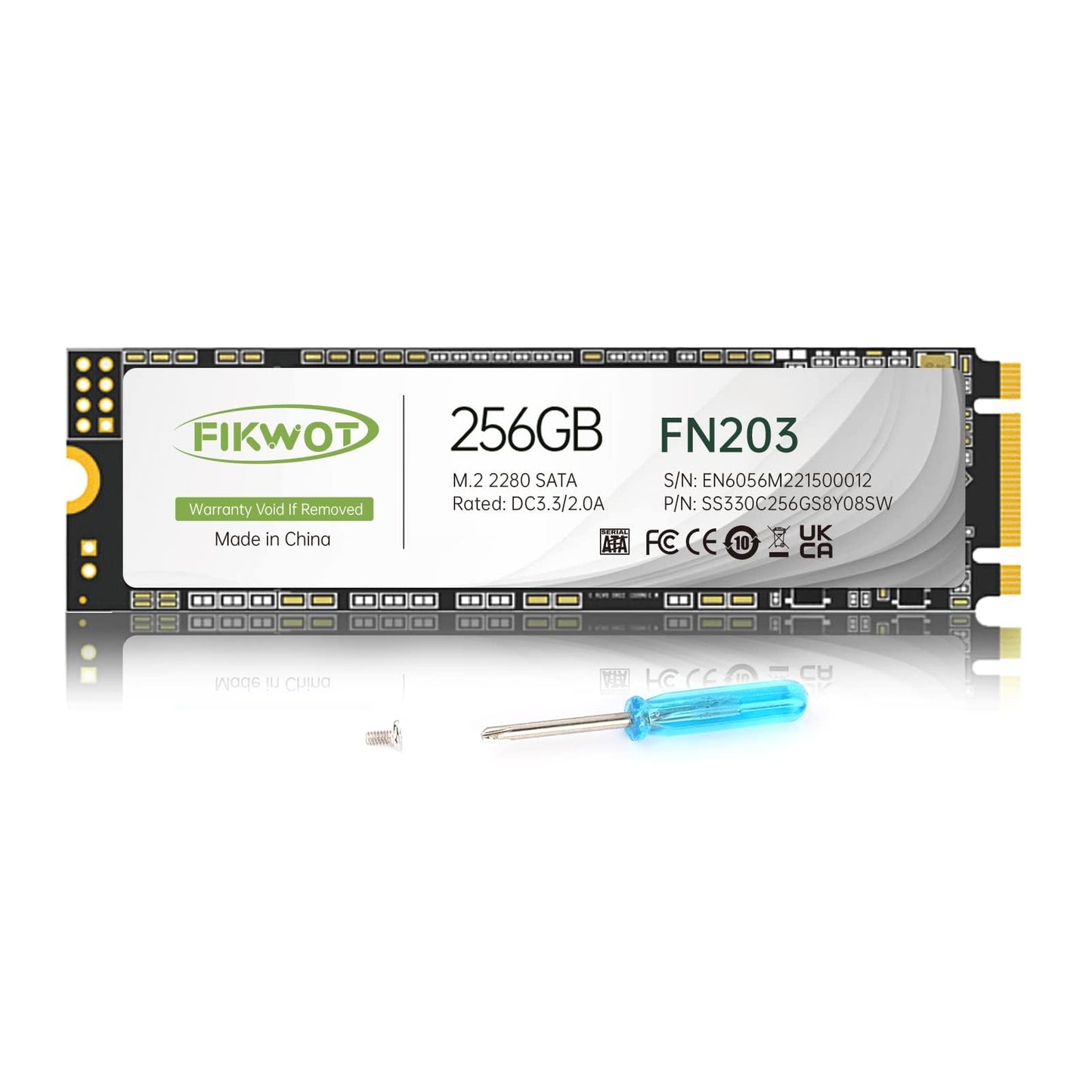 Fikwot FN203 256Go M.2 SATA SSD - SLC Cache 3D NAND TLC SATA III 6Gb/s M.2 2280 NGFF Disque SSD Interne, jusqu'à 550Mo/s, Compatible avec Ultrabooks, Tablettes et Mini PCs