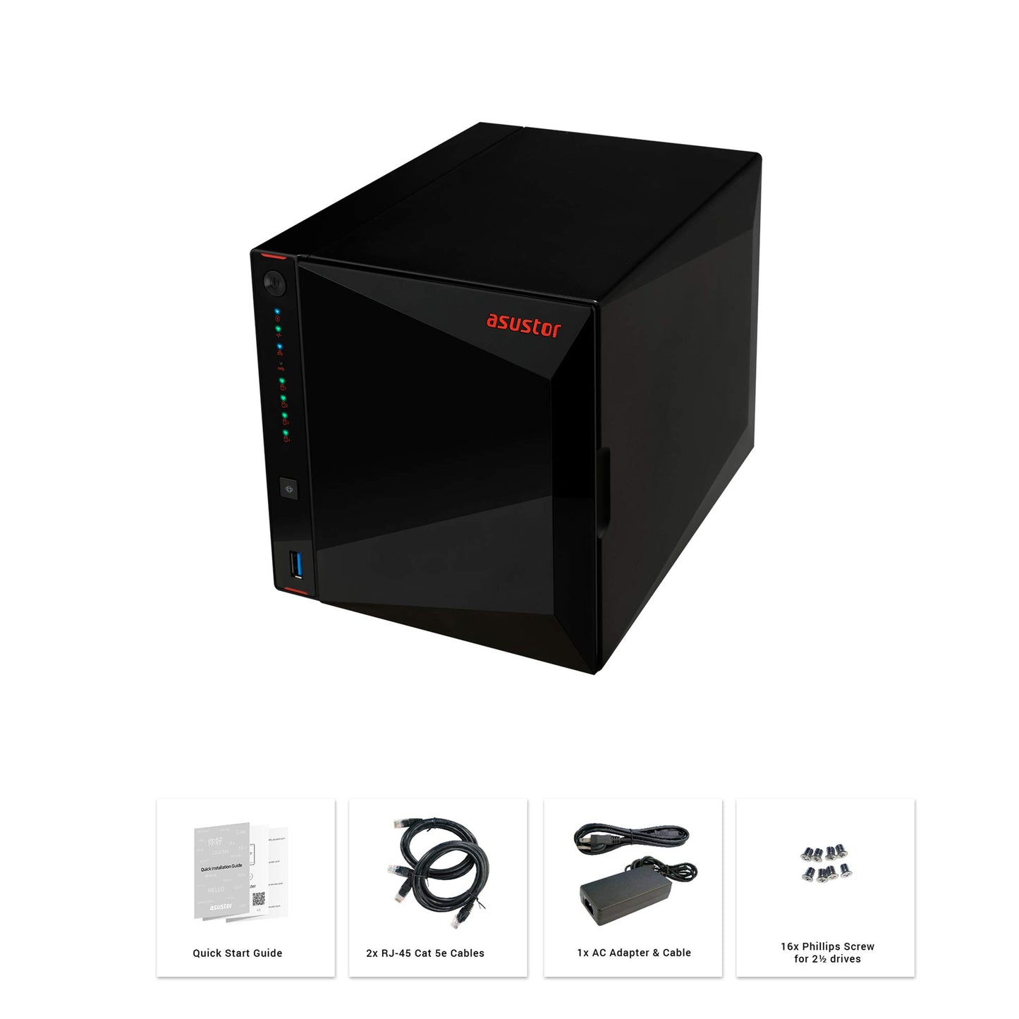 Asustor NIMBUSTOR 4 AS5304T 4 Bay NAS Bureau Boîtier Quad Core 1.5 GHz CPU, 4 Go RAM DDR4, sans Disque