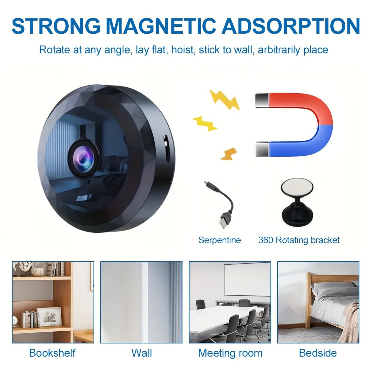 DVONE Mini Caméra Espion, WiFi 1080P HD Mini Caméra de Surveillance Interieur/Extérieur sans Fil avec Audio et Vidéo, avec Enregistrement Longue Batteries, pour l'extérieur/intérieur