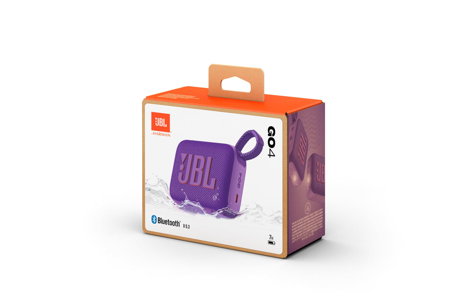 JBL GO 4, Enceinte Bluetooth ultra-portable, son JBL Pro, basses percutantes, 7 heures d'autonomie, fonction Playtime Boost, résistante à l'eau et à la poussière IP67, en violet