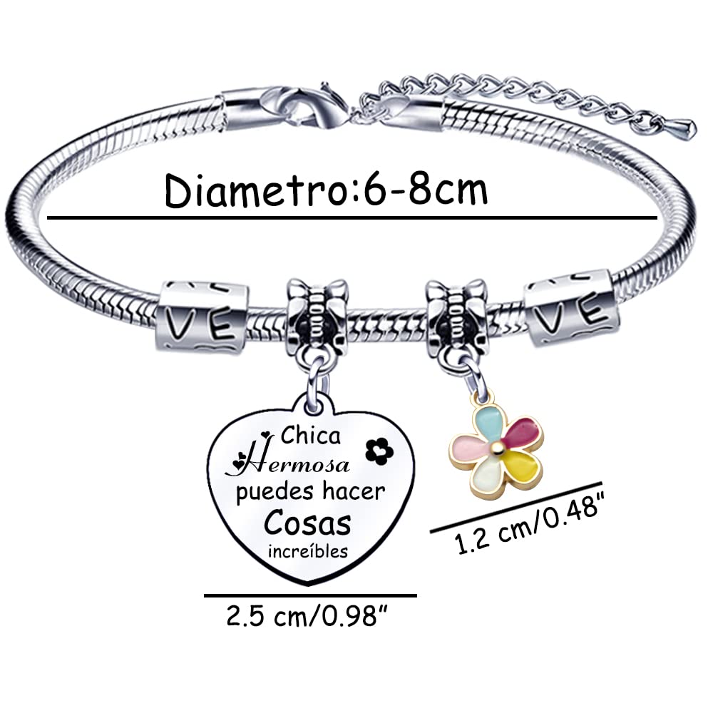 VZIUYTRE Pulsera Inspiradora para Mujer, Pulseras de Acero Inoxidable Ajustable, Pulsera Mujer Personalizada, Regalos Cumpleaños para Mujer Chica Mamás Tías