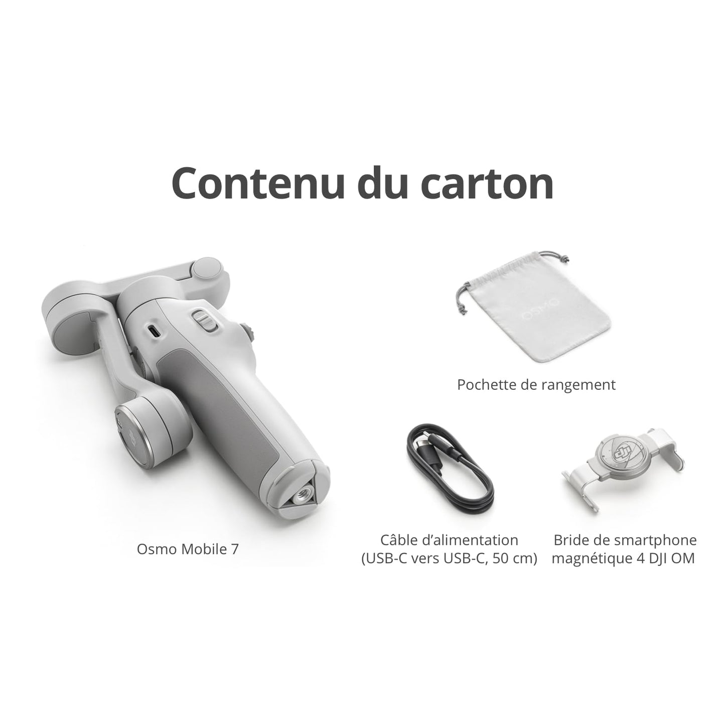 Stabilisateur Nacelle DJI Osmo Mobile 7 pour iPhone, Android, Trépied intégré, Ultra-léger, Nacelle pour téléphone à 3 Axes, ActiveTrack 7.0, ShotGuides, Édition en Un Seul clic