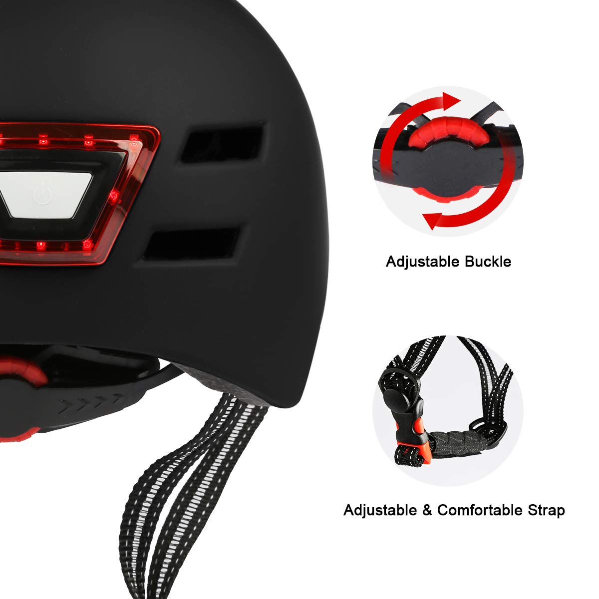 Cyclisme Sport Casque de Vélo/Trottinette Electrique avec Lumière LED Certifié CE BMX pour Hommes et Femmes Clignotant Casque VTT et VTC pour Adultes et Enfantes Route Urbain Ville