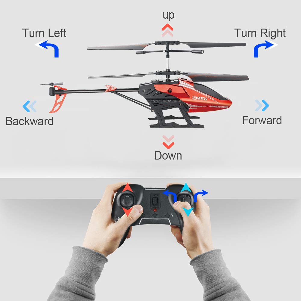 VATOS Hélicoptère télécommandé RC Enfants: Altitude Hold Hobby Avion Gyro & LED Light 3.5 Channel Micro Jouet d'intérieur pour Les garçons Adultes