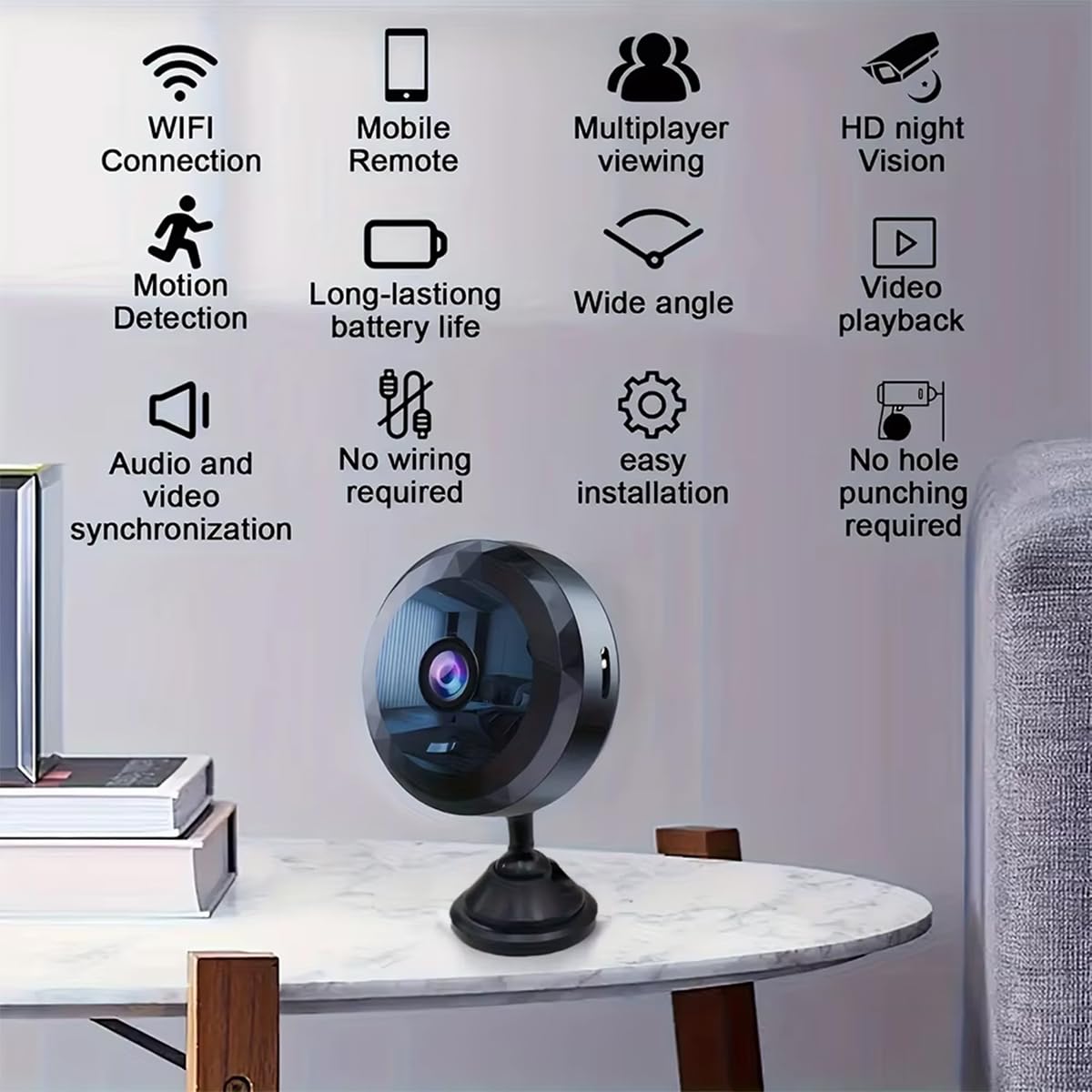 DVONE Mini Caméra Espion, WiFi 1080P HD Mini Caméra de Surveillance Interieur/Extérieur sans Fil avec Audio et Vidéo, avec Enregistrement Longue Batteries, pour l'extérieur/intérieur