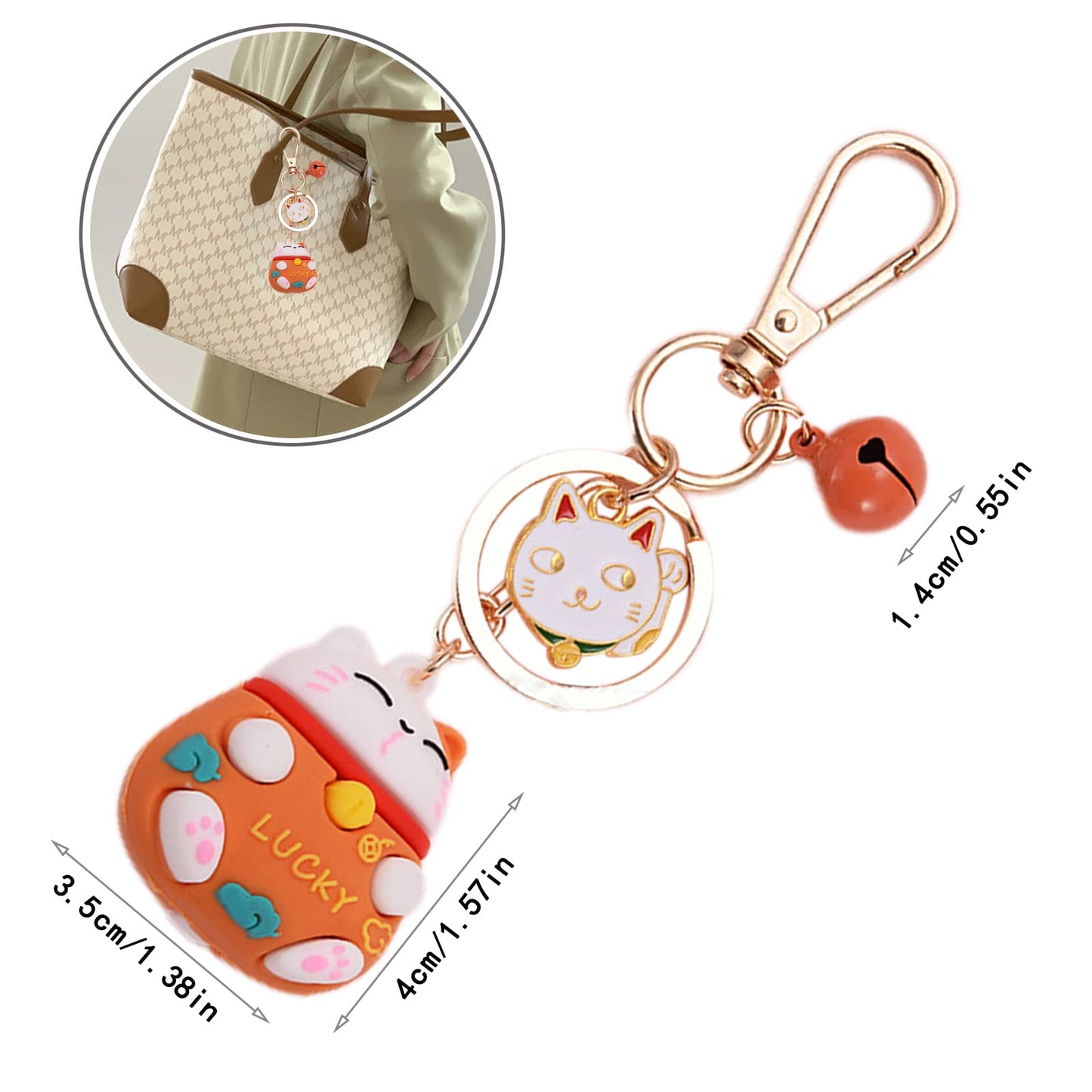 4 Pièces Porte-clés Forme Chat Porte-bonheur, Porte-clés Chat Porte-Bonheur, Keychain Chat Pendentif, pour Pendentif Porte-clés, Ornement Sac, Cadeau Porte-clés