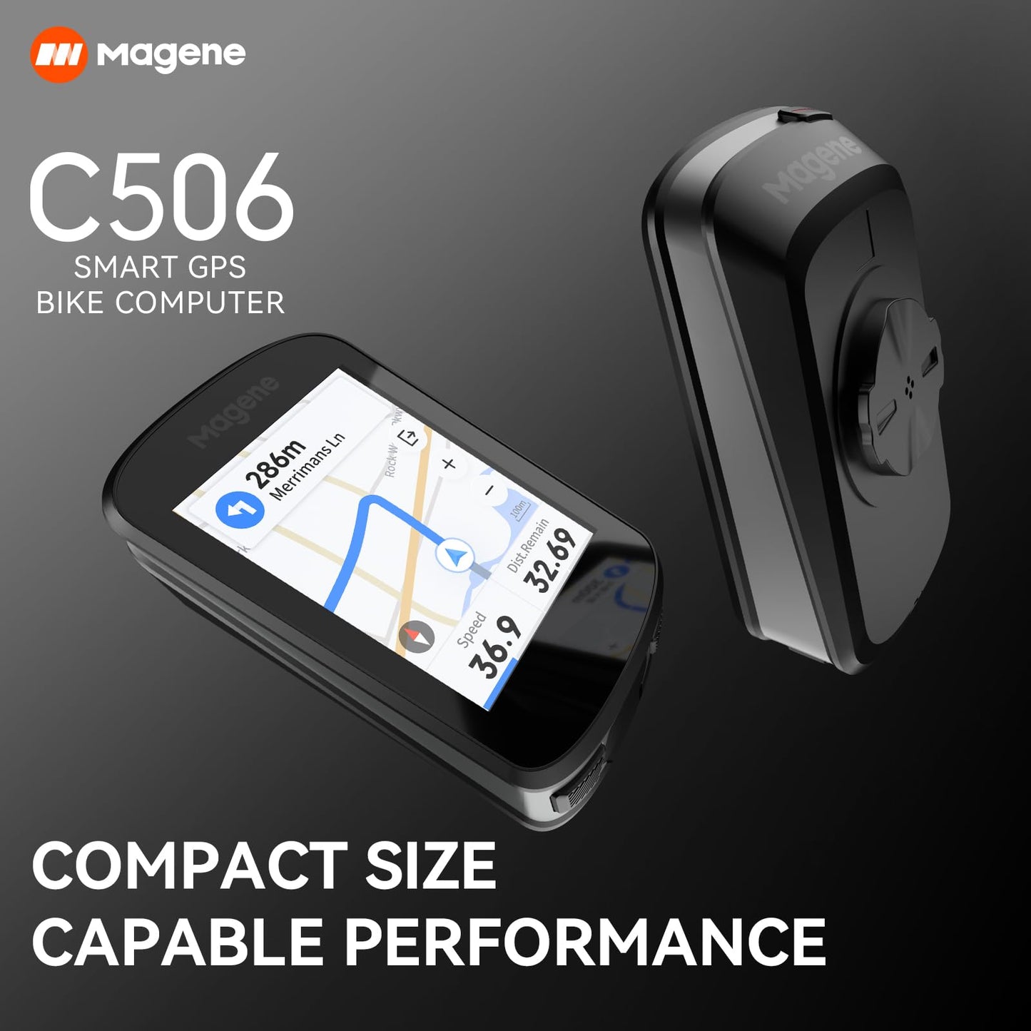 Magene C506 GPS Compteurs Vélo sans Fil, Navigation par Carte, Écran Couleur Tactile, Entraînement Cycliste, Rappels Intelligents, WiFi&Bluetooth, IPX7