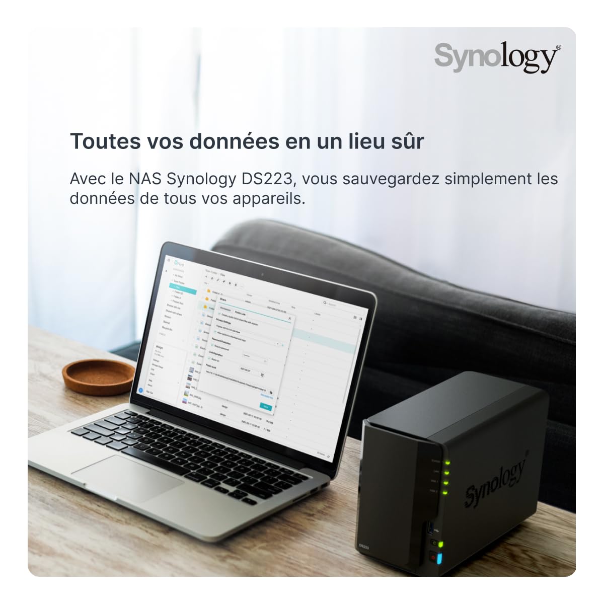 Synology 2-Bay DS223 Realtek-RTD1619B-CPU BRAS, Windows 10 Home