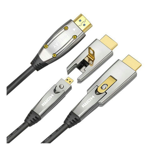 Jeirdus 10 Mètres Câble fibre optique AOC HDMI 18 Gbps haute performance 4K60HZ, avec petits connecteurs micro et connecteurs HDMI standards, routage facile 10meters