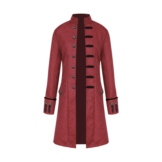 FJKVKDT Costume d'Halloween médiéval pour homme – Uniforme de cour victorienne – Tenue de la Renaissance – Style rétro – Festival – Cosplay quotidien (rouge, taille 2XL)