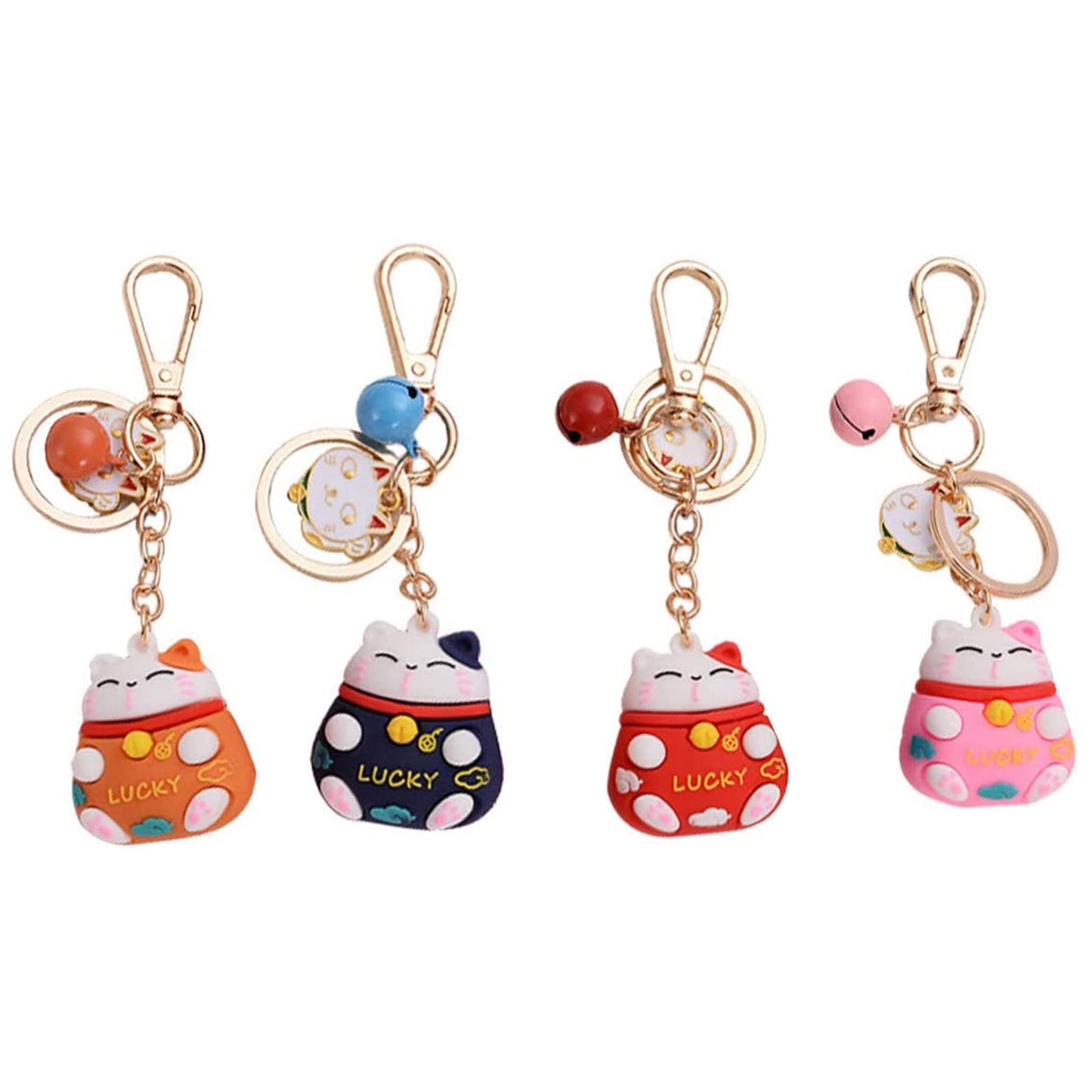 4 Pièces Porte-clés Forme Chat Porte-bonheur, Porte-clés Chat Porte-Bonheur, Keychain Chat Pendentif, pour Pendentif Porte-clés, Ornement Sac, Cadeau Porte-clés