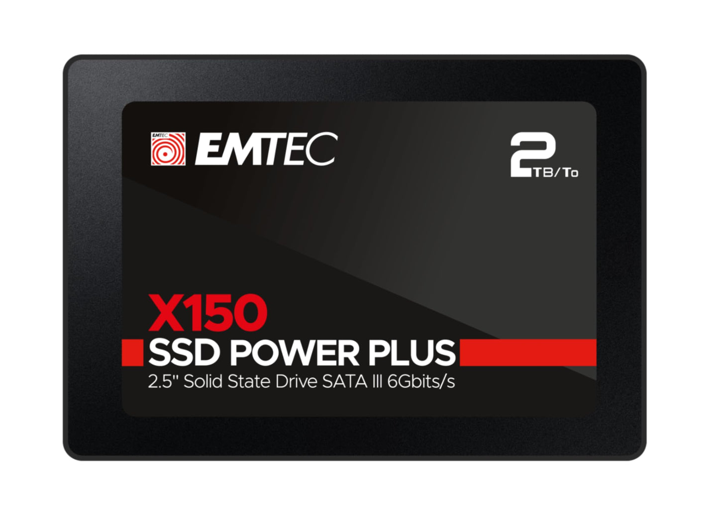 EMTEC - Disque Dur SSD Interne 2,5" - SATA X150 Power Plus 3D NAND 2To - 10x Plus Rapide Qu’Un Disque Dur Classique - Démarrage & Arrêt d'Ordinateur Performants