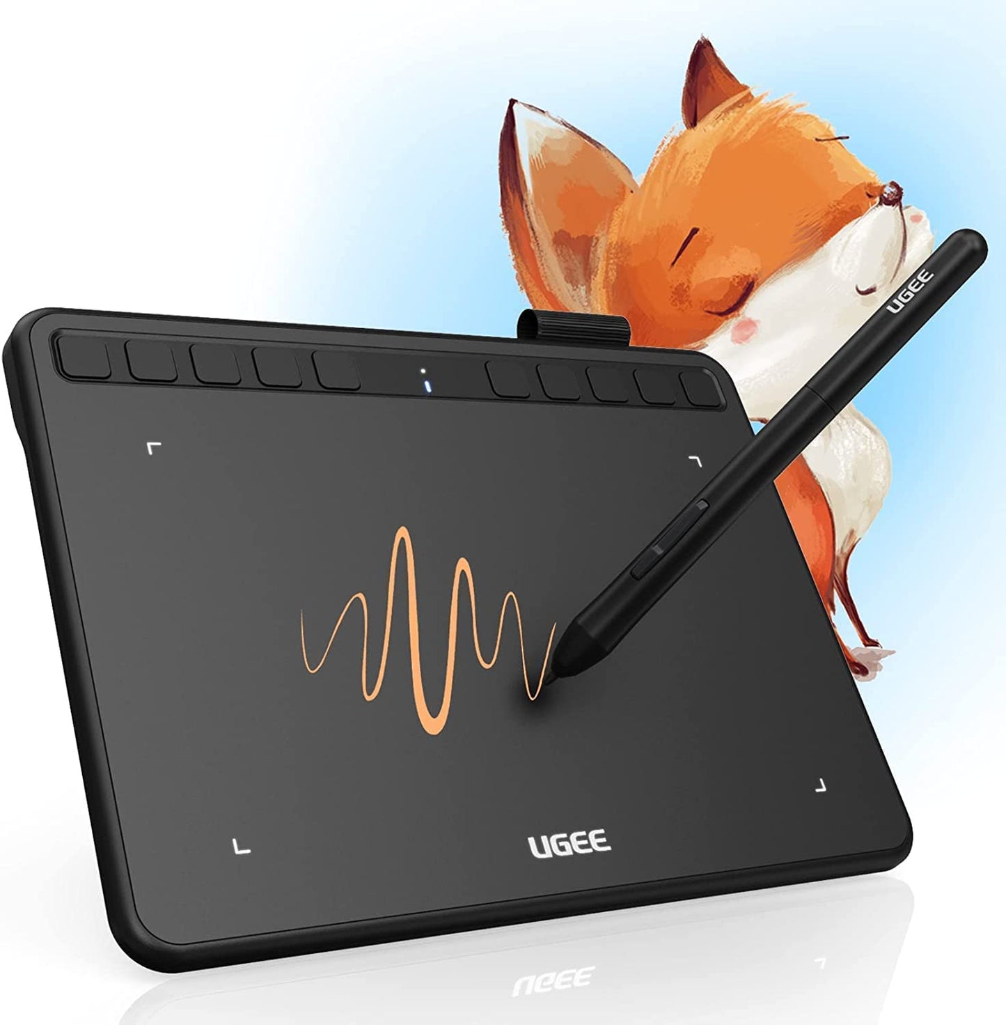 UGEE S640 Tablette Graphique, Tablette de Dessin Numérique avec Stylet sans Pile Sensibilité à la Pression 8192 Tablette à Stylet 10 Touches de Raccourci Compatible avec Windows Mac Linux Android