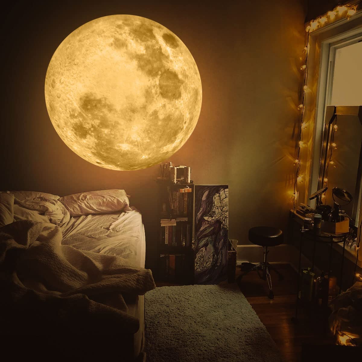 Veilleuse Bébé, Projecteur lune et terre, LED Portable 2 en 1 Earth Moon Projection Lampe Support Rotatif à 360 ° Veilleuse USB pour Projecteur De Décoration De Chambre et Anniversaire