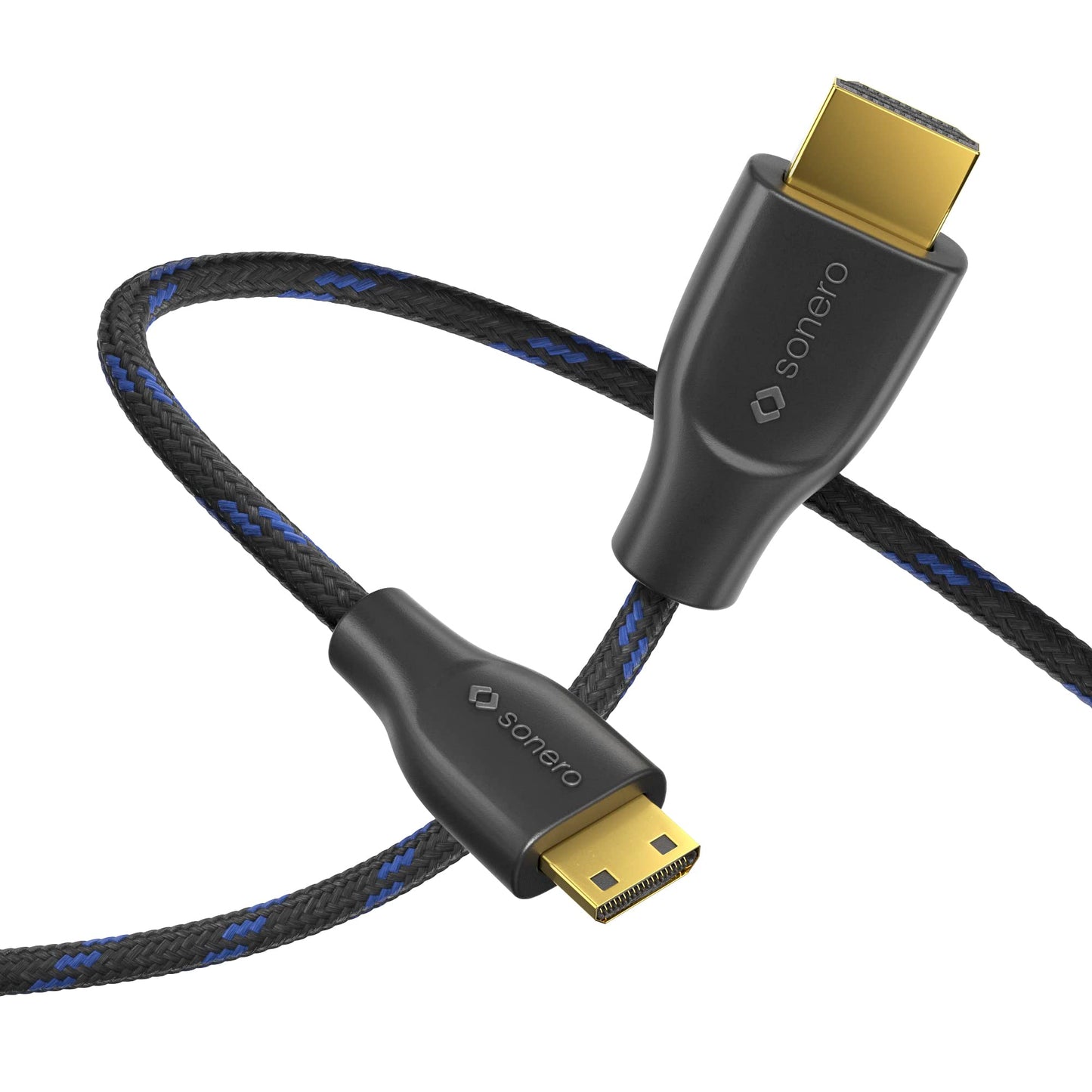 Sonero® câble Premium High Speed Mini HDMI vers HDMI 4K, fiche Mini HDMI C vers fiche HDMI A, contacts plaqués Or, double blindage, gaine textile, 3.00m