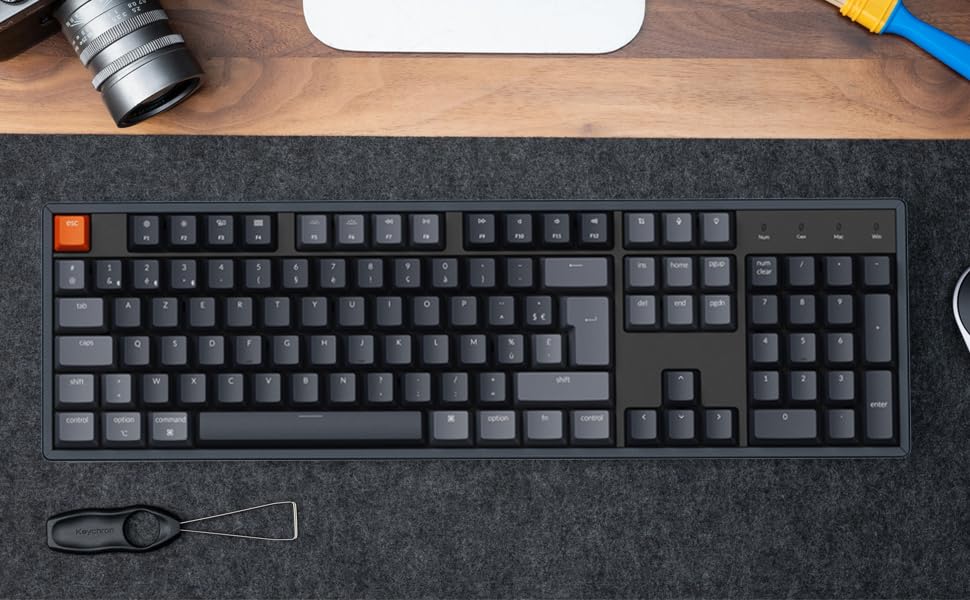 Keychron K10 Clavier de Jeu mécanique sans Fil, échange de Chaleur Pleine Taille sans Fil Bluetooth/Filaire RGB rétroéclairage, avec Cadre en Aluminium Gateron G Pro Switch Marron pour Mac/Windows