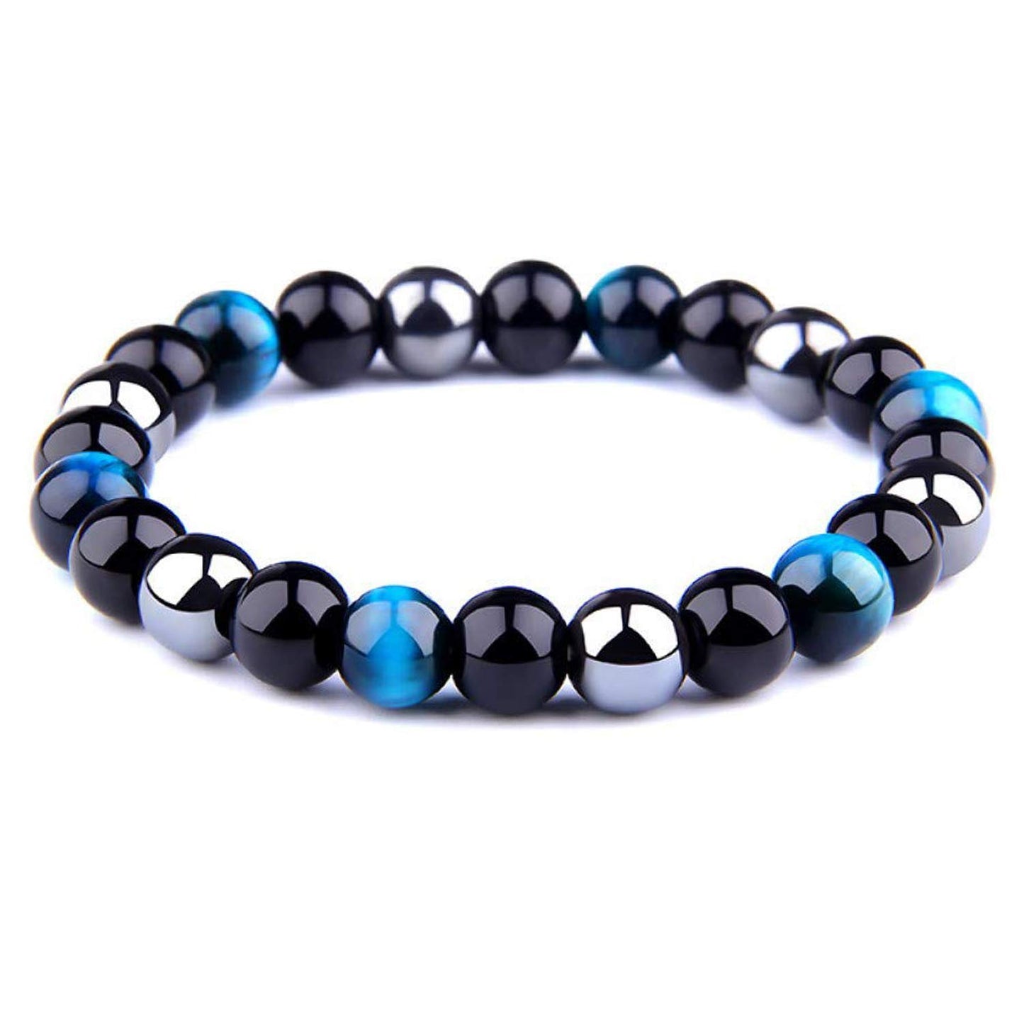 Bracelet Triple Protection Oeil de tigre, perles en hématite et obsidienne noire de l'UEUC