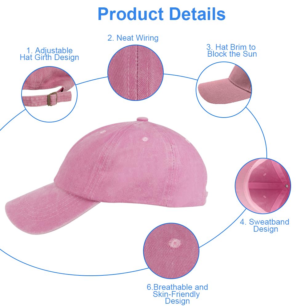 Aomig Casquette de Baseball, Style Rétro Ancien Anti-Soleil Baseball Cap, Homme Femme été Unisexe Réglable Casquettes Sport Extérieur Sunhat Chapeau(Rose)