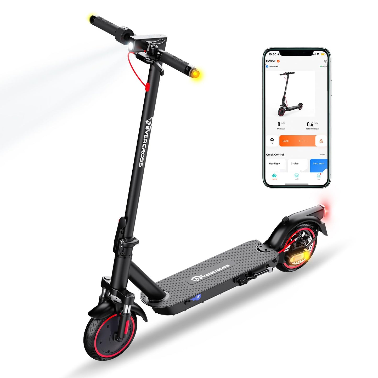 EVERCROSS EV85F Trottinettes Électriques Adultes, 8.5" Électrique Trottinette Pliable - Application, Moteur 350W, Batterie 7.8AH, Poids 15KG, Charge Max 120KG, Double Frein, Double Amortisseurs