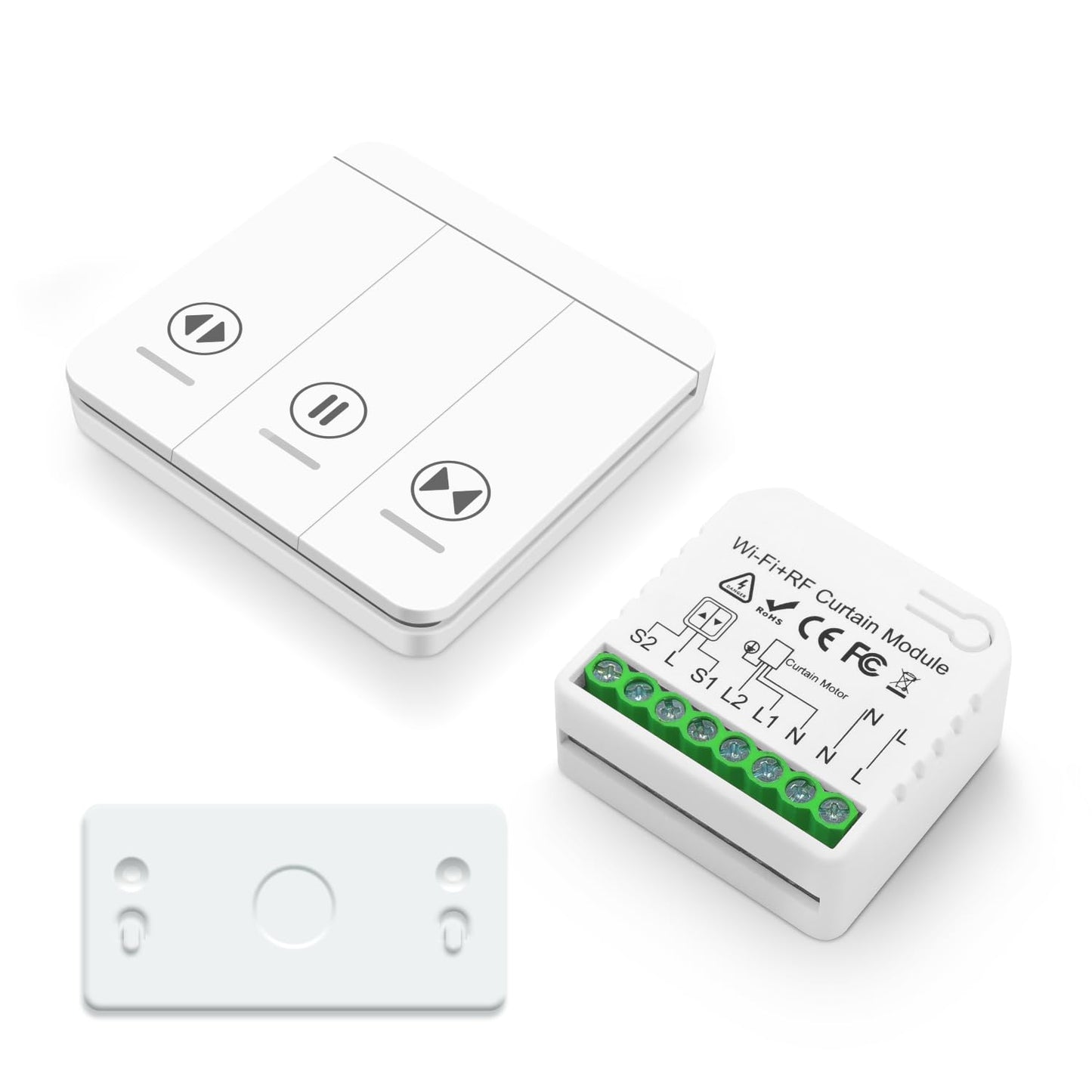 Tedeligo Interrupteur Module Volet Roulant Connecté, Commutateur Rideau Stores WiFi Avec Commutateur Distance RF 433Mhz Compatible Avec Tuya Alexa Google Home Pour Le Contrôle De La Minuterie Vocale