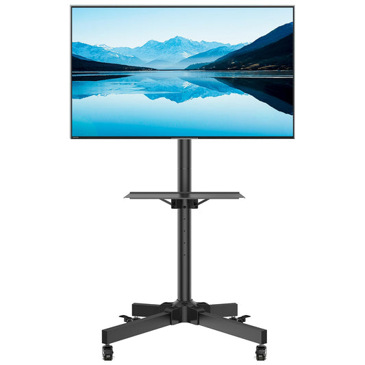 BONTEC Support TV roulettes Chariot Meuble TV pour Ecran de 23-60 Pouces Plasma/LCD/LED, Capacité 40kg, Hauteur Réglable de 800-1500 mm avec Plateau Solide - VESA Max 400x400 mm