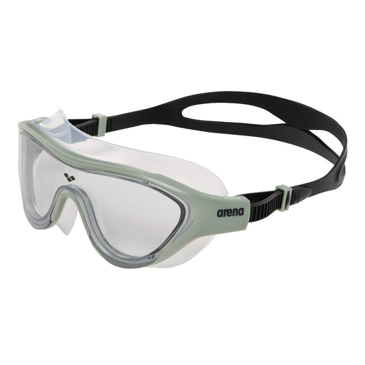 arena Lunettes de Natation Adultes The One Mask , Antibuée, Mixtes, Masque avec Verres Larges, Protection contre les UV, Pont de Nez Auto-ajustable, LIGHT_SMOKE-JADE-BLACK