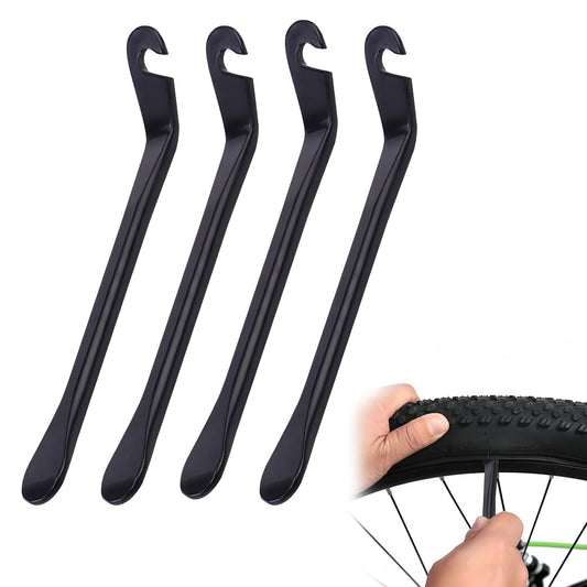 Cozlly 4 Pcs Demonte Pneu Velo, Levier de Pneu Velo en Métal Noir, Démonte Pneu de Vélo Métal, Outil de Démontage de Réparation de Pneu de Vélo, Outil Velo (Noir)