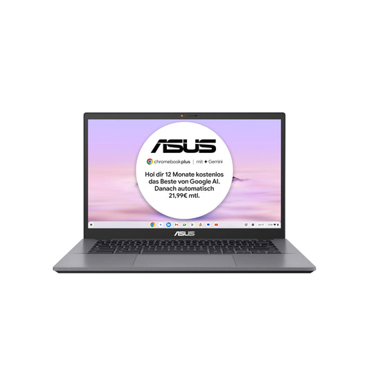 ASUS Chromebook Plus CX34 Ordinateur Portable, écran IPS 14" FHD antireflet | Intel Core i3-1215U | 8 Go de RAM | 128 Go UFS | Intel UHD | ChromeOS | Clavier QWERTZ | Gris |