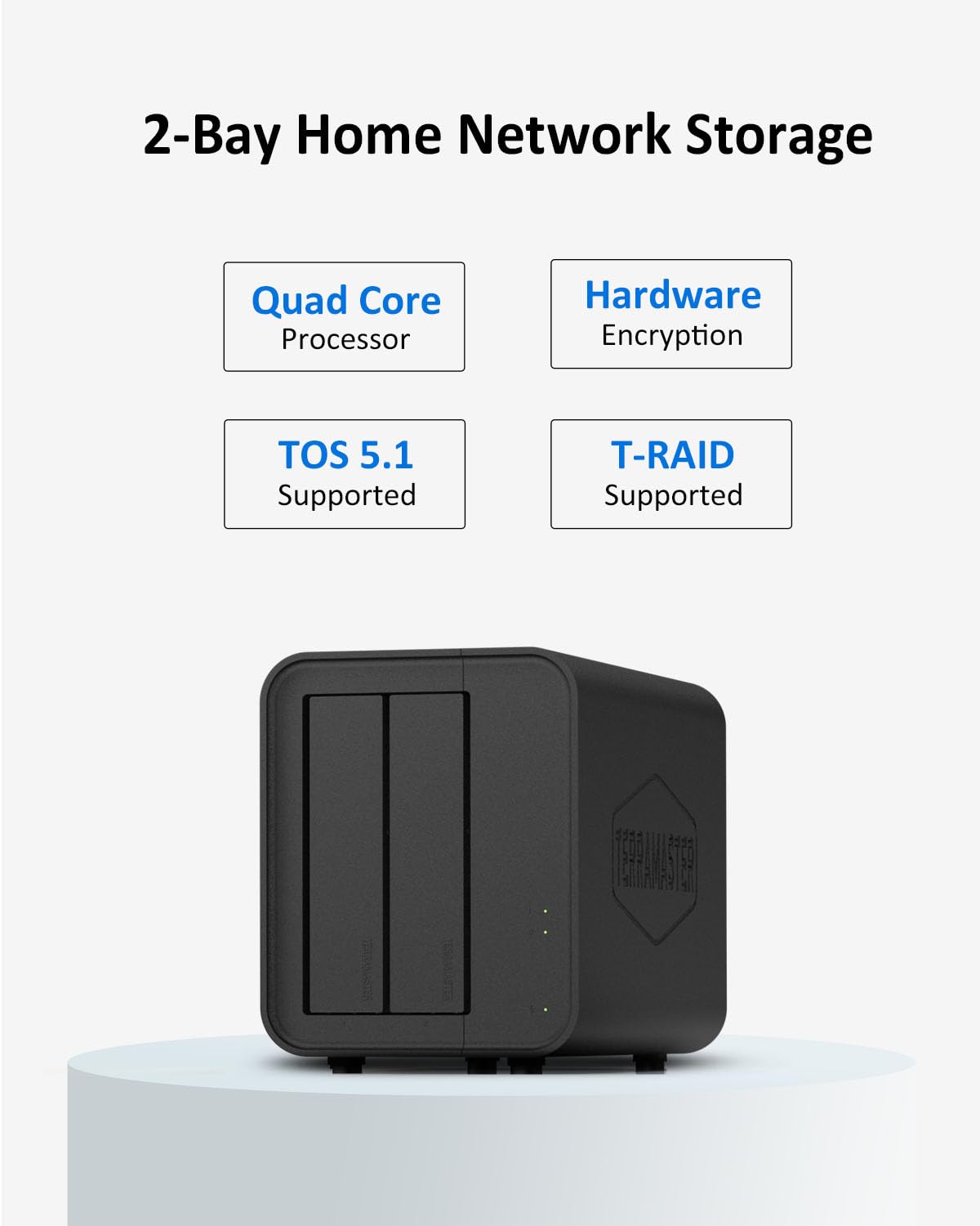 TERRAMASTER F2-212 NAS à 2 Baies - Quad Core Stockage Attaché au Réseau de Cloud Privé Personnel - avec des Solutions de Sauvegarde Riches (sans Disque)