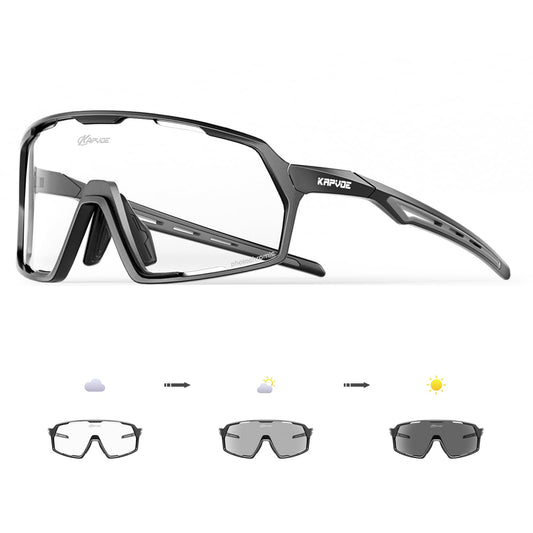 KAPVOE Lunette de Cyclisme Photochromique Homme Lunette Vélo Route TR90 Cadre Lunette VTT Femme Transparente Lunette Cycliste Protection UV400 Lunette de Soleil Sport Pour Running Course Conduite