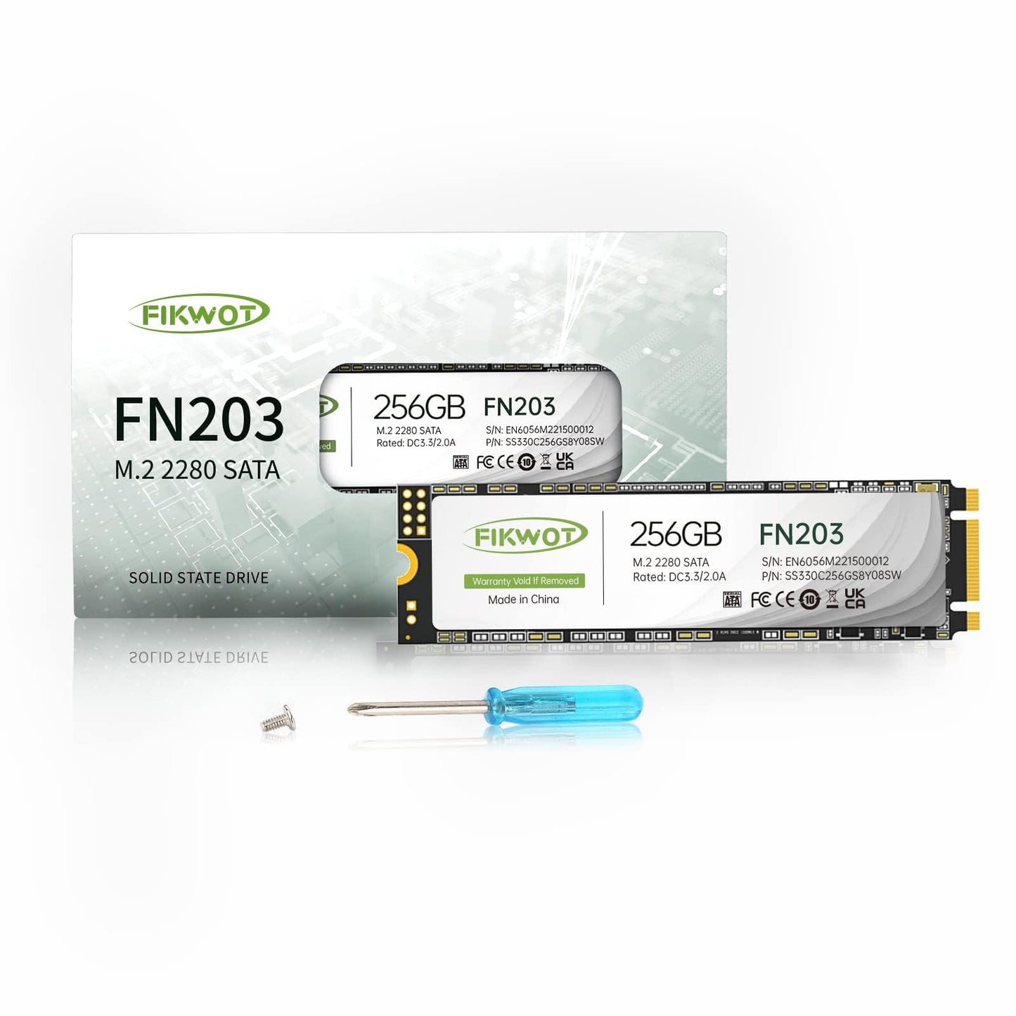 Fikwot FN203 256Go M.2 SATA SSD - SLC Cache 3D NAND TLC SATA III 6Gb/s M.2 2280 NGFF Disque SSD Interne, jusqu'à 550Mo/s, Compatible avec Ultrabooks, Tablettes et Mini PCs