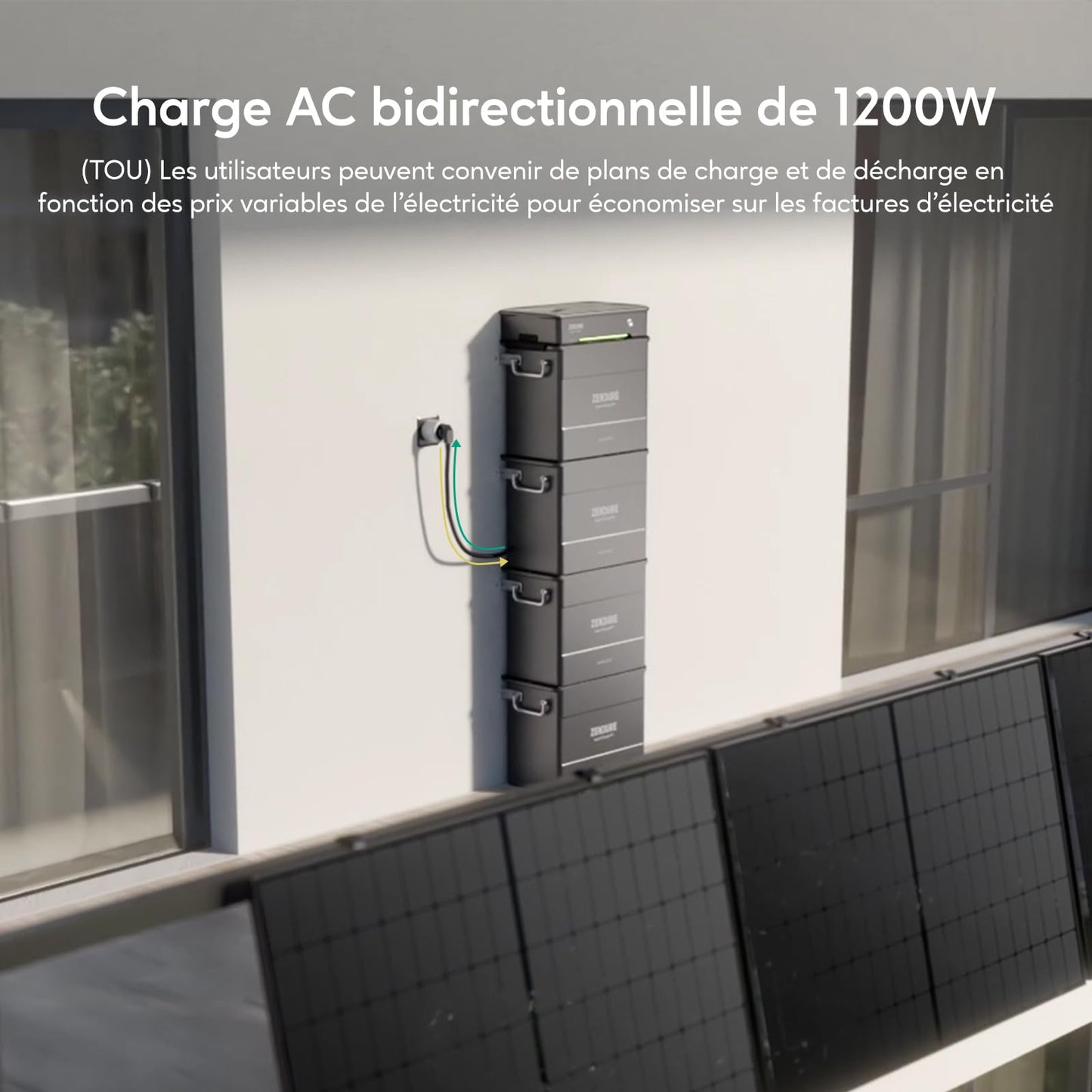 Zendure Solarflow Hyper 2000 avec AB2000S 1920Wh, Centrale Électrique de Balcon avec Entrée Solaire 1800W, HUB Intégré(Unité de Contrôle Intelligente) et Micro Onduleur, Biface Panneau Solaire 1 118W