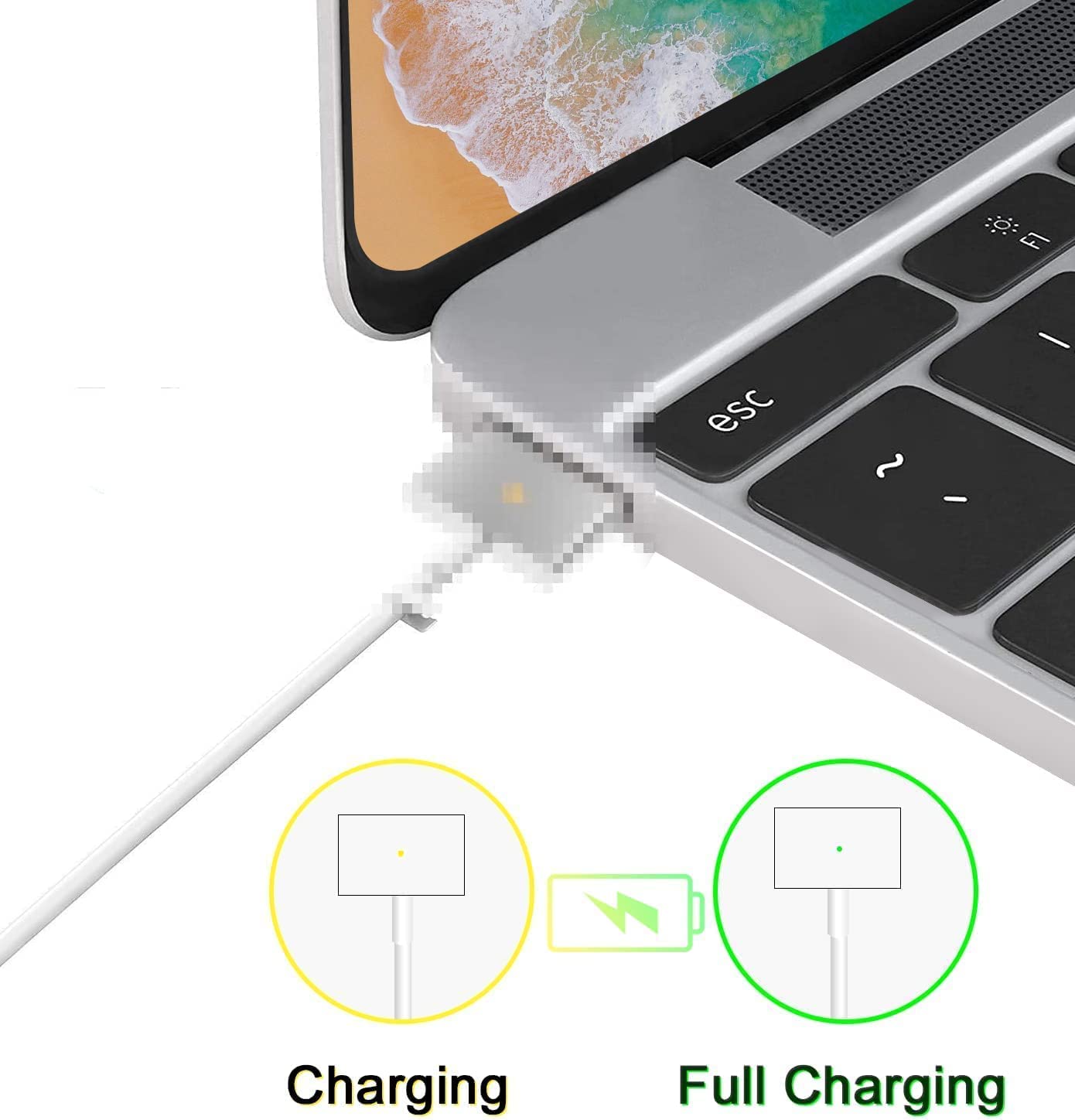 FKH F-888 Remplacement Le Chargeur USB Mac Book Air 45W, Mgas 2 T-Tip Compatible avec 11''et 13 Pouces, pour Modèles A1465 A1466 et Plus,mi 2012,2013,2014,2015,2017,2018 et Apple iPhone SE