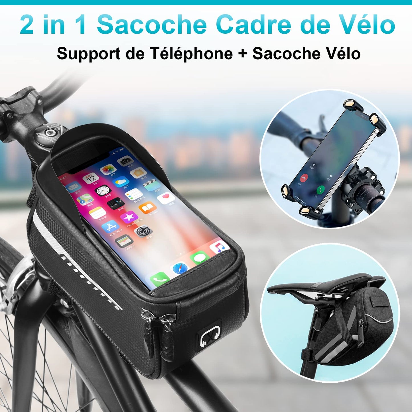 Cool Sacoche Cadre Vélo Cadeau - Cadeau Anniversaire Cyclistes Homme, Unique Cadeau Fete des Peres pour Papa, Cadeau de Noël Utile Gadget Porte Téléphone Vélo Accessoire, Cadeau Pâques Enfant Garçon