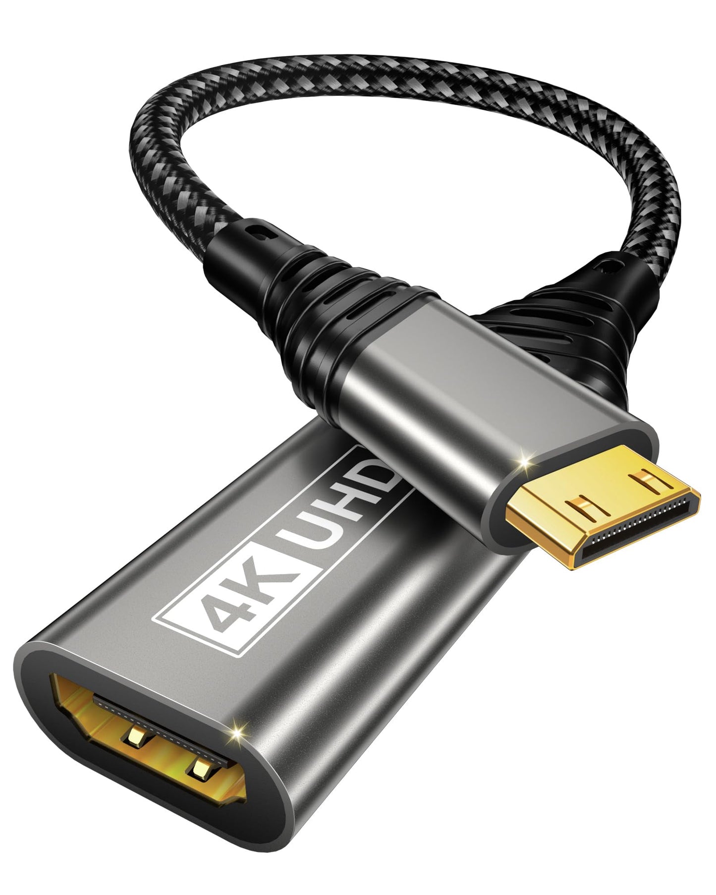 BRV Explorer Câble Mini HDMI vers HDMI 4K 60Hz Adaptateur, Mini HDMI Mâle vers HDMI Femelle 18Gbps Compatible avec Carte Graphique, Raspberry Pi Zero W, HDTV, Tablette, Projecteur