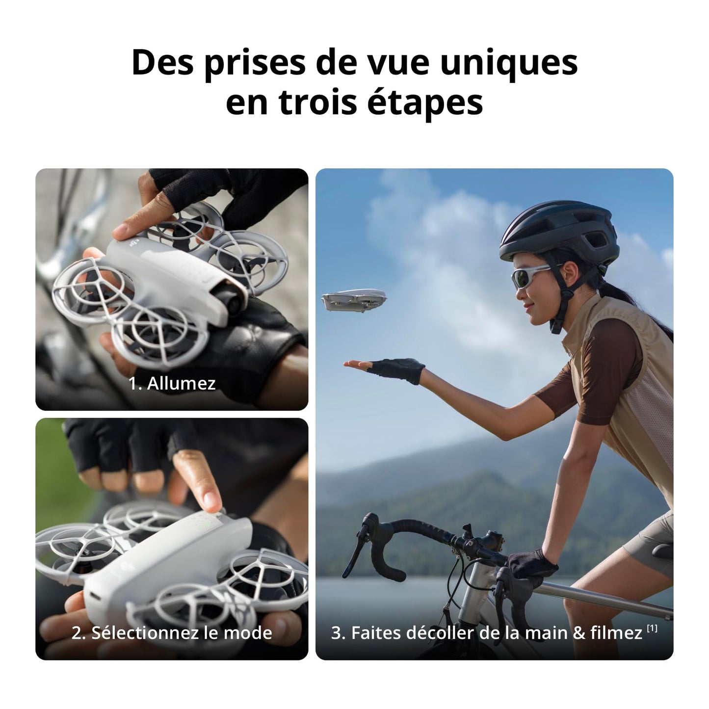 DJI Neo, Mini Drone avec Caméra 4K Ultra-HD pour Adultes, Drone Suiveur qui Vole Seul de 135 g, Décollage de la Main, Suivi de Sujet par IA, QuickShots, Vidéo Stabilisée, (sans Contrôleur)