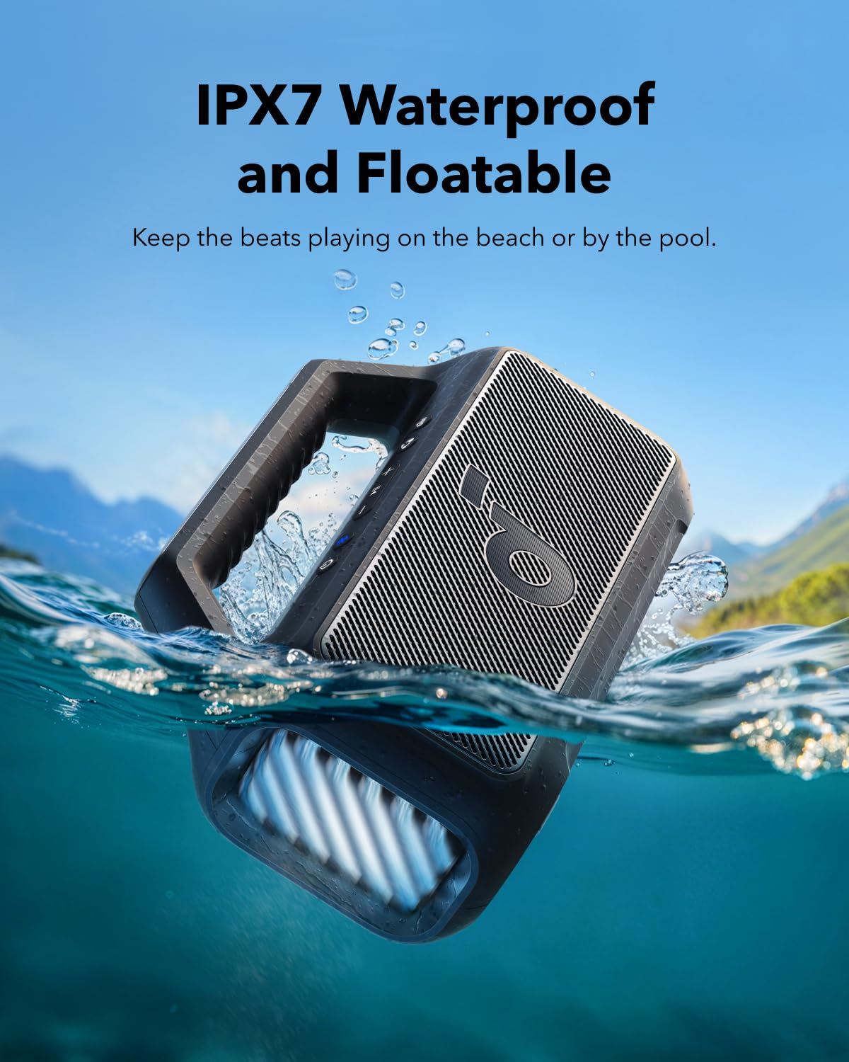 Soundcore Enceinte Bluetooth puissante Boom 2, Son de 80 W avec Caisson de Basse et BassUp 2.0, 24h, IPX7, USB-C, Bluetooth 5.3, Enceinte Bluetooth puissante, Le Camping, la Plage et Le Jardin