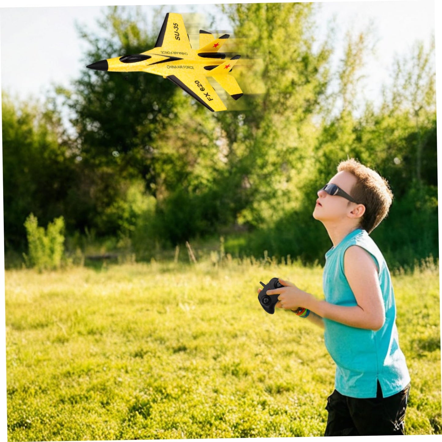 Wedhapy Avion Planeur Avion Drone Télécommande Avion 2.4ghz Su-35 Rc Avion Équilibrage Automatique Epp Avion Planeur Avion Drone avec Lumières Modèle Avion Jouet Jaune