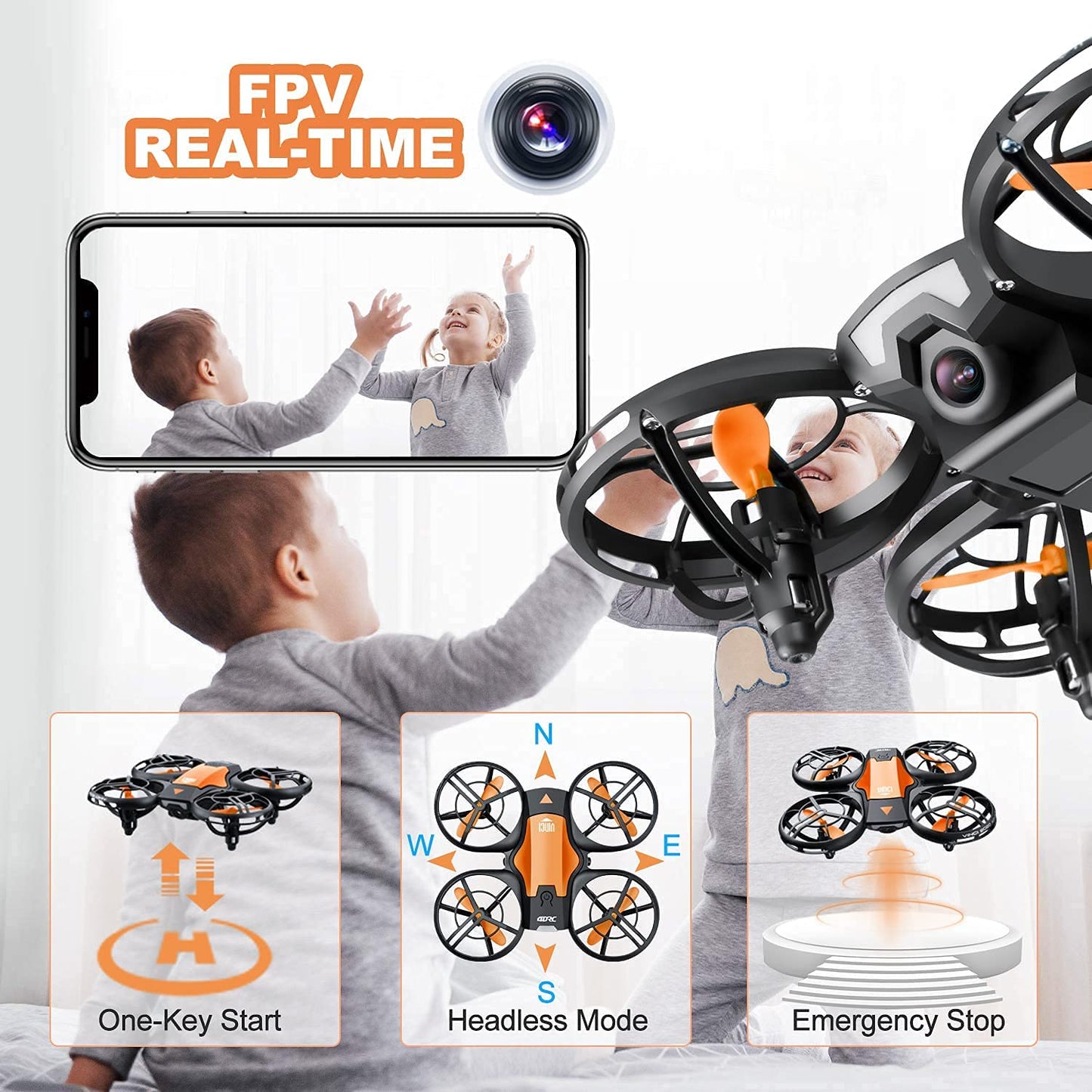 4DRC V8 Mini Drone avec Caméra 720P WiFi FPV, 20 Minutes de Vol, Induction de Gravité, Vol de Trajectoire, Mode sans Tête, 360° Flips,Vol Stationnaire, pour Les Débutants et Les Enfants