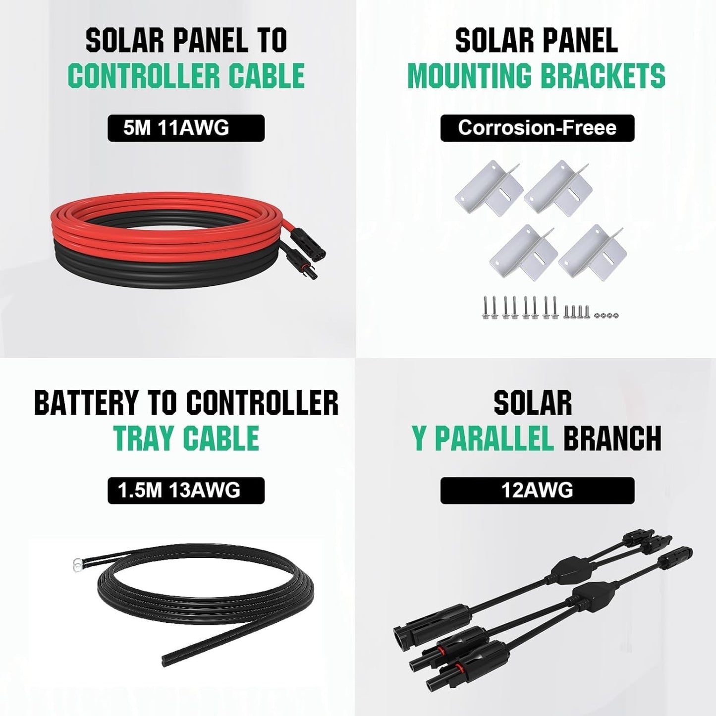 ECO-WORTHY Kit Panneau Solaire 240W avec Panneau Solaire 12 V + Régulateur de charge30 A + câble de 5 m + pinces de fixation Z pour camping-car, caravane, maison