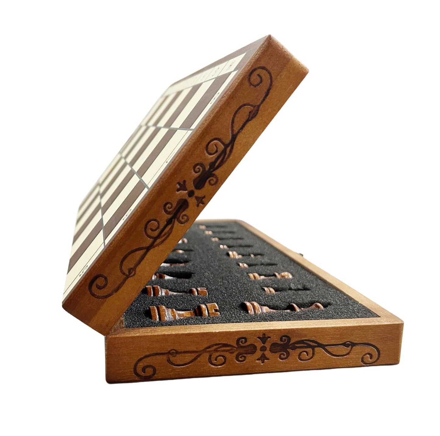 Syrace Jeu d'échecs en Bois Pliable Fait Main (Version Classique) a 2 joueurs