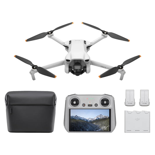 DJI Bundle Fly More Mini 3 (DJI RC) – Mini Drone Caméra Léger avec Nacelle à 3 Axes et Vidéo 4K HDR, Trois Batteries pour un Vol de 114 Min, Prise de Vue Verticale, Transmission Vidéo jusqu’à 10 km