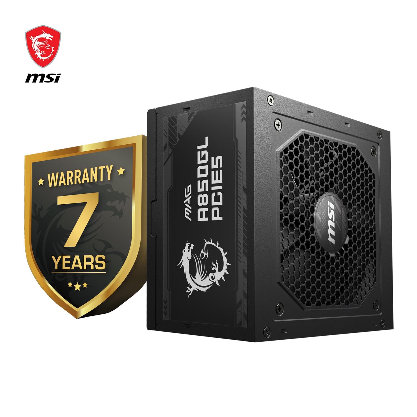 MSI MAG A850GL PCIE5 Alimentation, 850W, 80 Plus Gold, Entièrement modulaire, ATX 3.0, Support GPU PCIe 5.0, Ventilateur FDB 120mm, Full-Bridge LLC, câbles Plats Noirs - Garantie 7 Ans