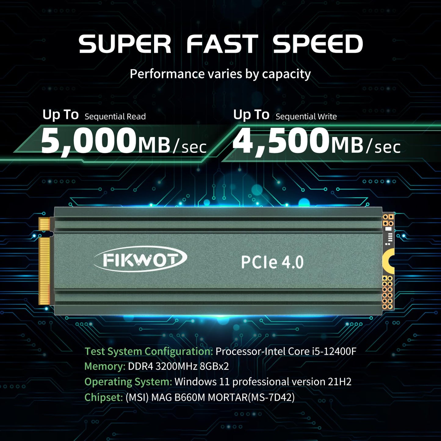 Fikwot FN960 2To M.2 2280 PCIe Gen4 x4 NVMe 1.4 Disque SSD Interne avec dissipateur Thermique - Vitesse jusqu'à 5000Mo/s, Cache SLC Dynamique, SSD Interne Compatible PS5