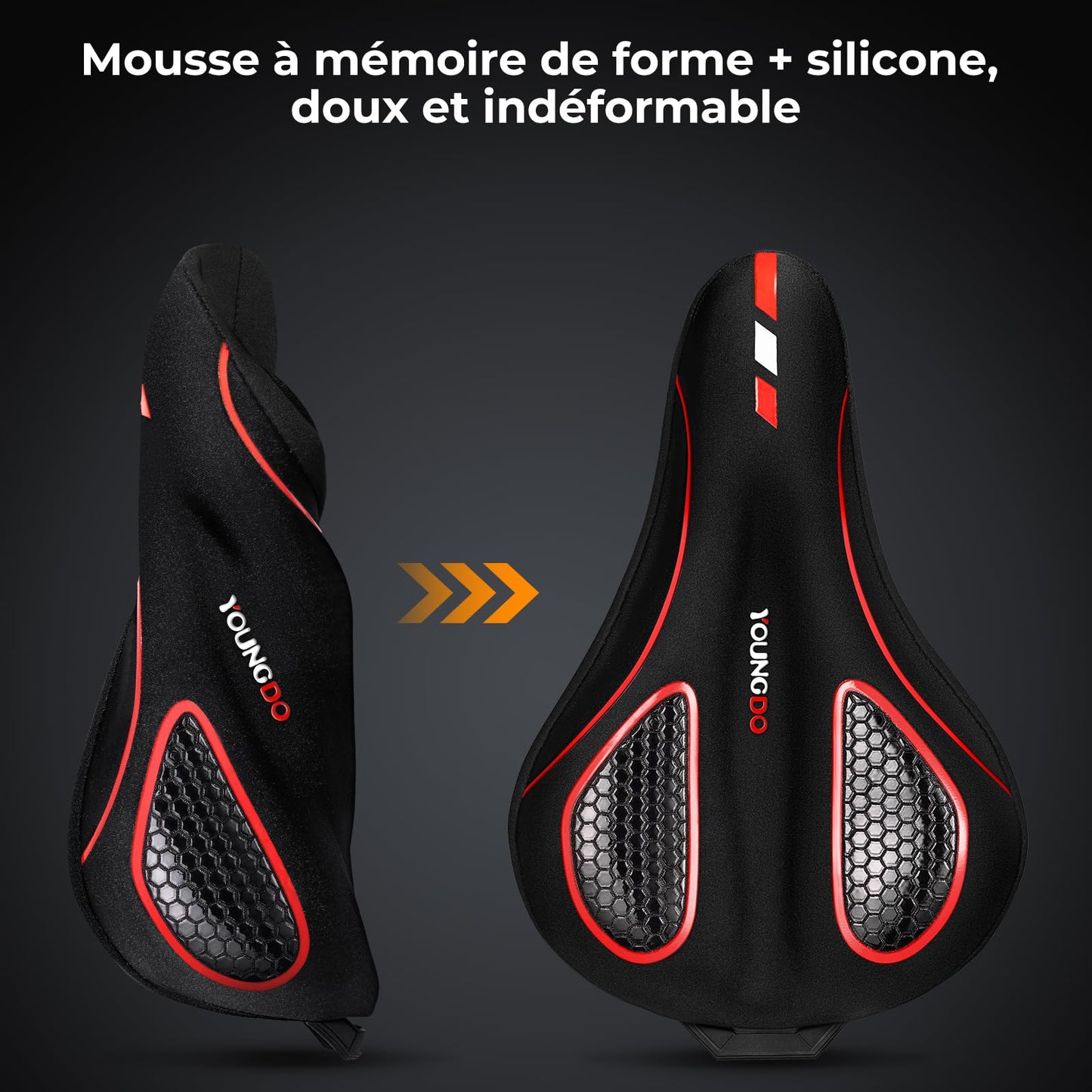 YOUNGDO Housse de Selle de Vélo, Couvre Selle Velo Gel, Housse Selle de Velo Ultra Confortable pour VTT, Vélo de Route, E-Bike etc, pour Hommes et Femmes