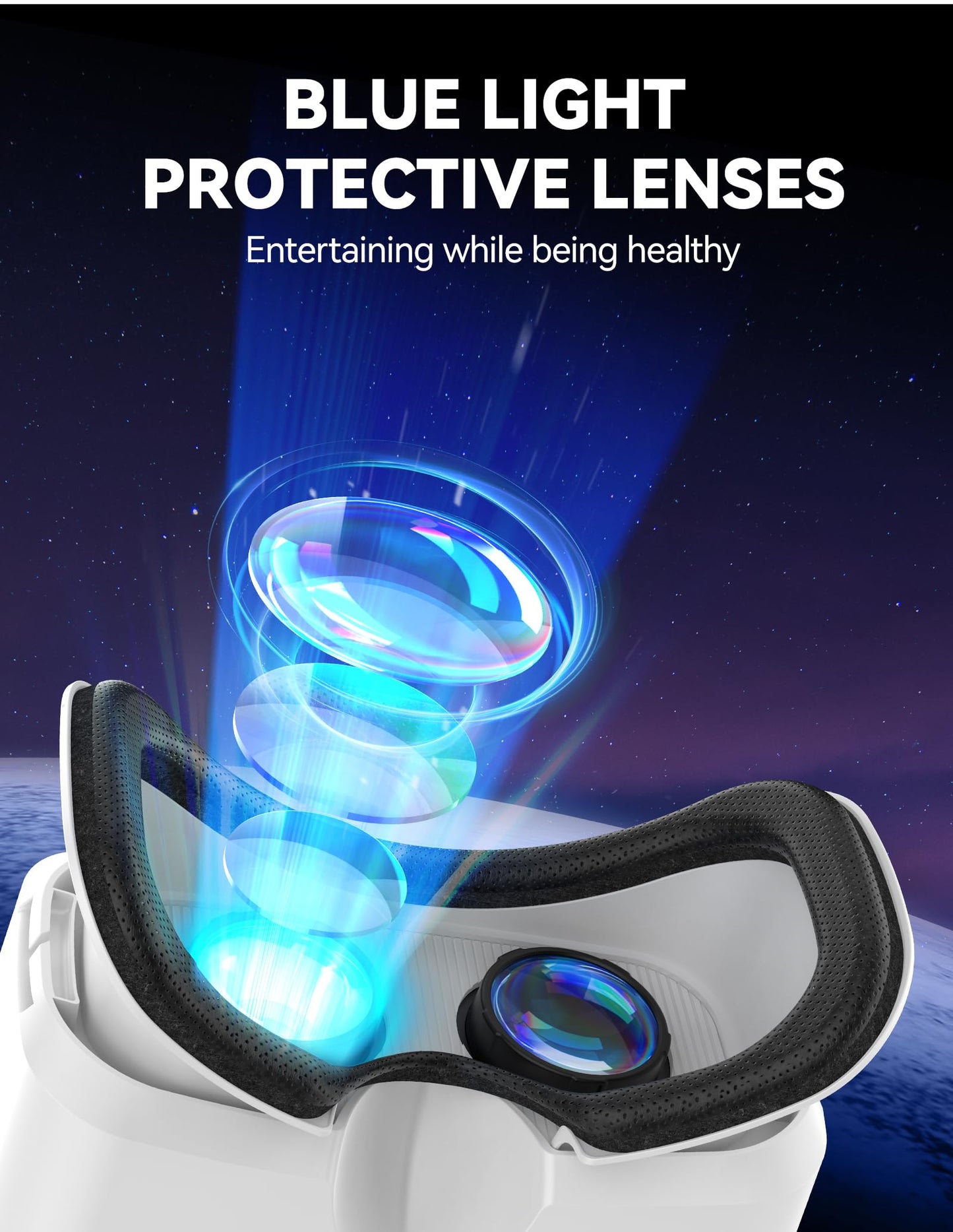 TECKNET Lunettes de réalité virtuelle 3D pour téléphone portable avec zoom HD 110° anti-lumière bleue et vitesses réglables, lunettes VR confortables pour iPhone, Samsung et smartphones Android (4,7 à