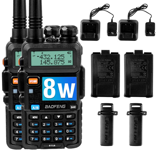 Talkie Walkie Rechargeable 144-146/430-440 MHz, 128 Canaux, VOX CTCSS/DCS, UHF, VHF, FM, Batterie De 1800 MAh, PortéE Maximale De Conversation De 5 à 8 Km, Radio Professionnelle avec Kit Mains Libres